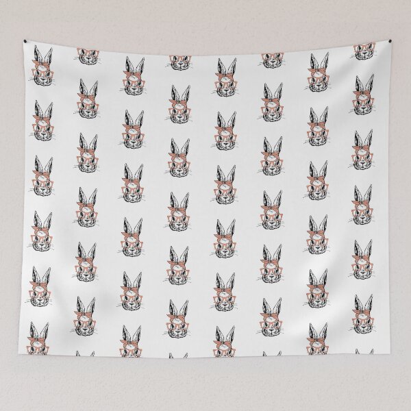 Item preview, Cute Bunny Rabbit with Peach Glasses and Bandana Head Bow  designed and sold by Rabbitti.