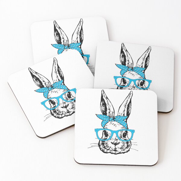 Item preview, Cute Bunny Rabbit with Blue Glasses and Bandana Head Bow  designed and sold by Rabbitti.