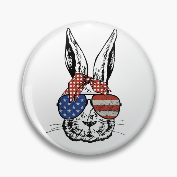 Item preview, Cute Bunny Rabbit with Stars and Stripes Aviator Glasses and Red Bandana Head Bow  designed and sold by Rabbitti.