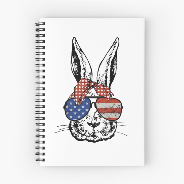 Item preview, Cute Bunny Rabbit with Stars and Stripes Aviator Glasses and Red Bandana Head Bow  designed and sold by Rabbitti.