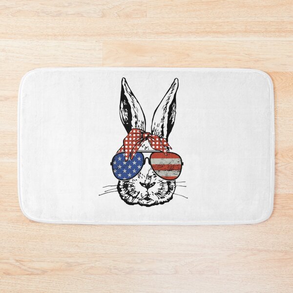 Item preview, Cute Bunny Rabbit with Stars and Stripes Aviator Glasses and Red Bandana Head Bow  designed and sold by Rabbitti.