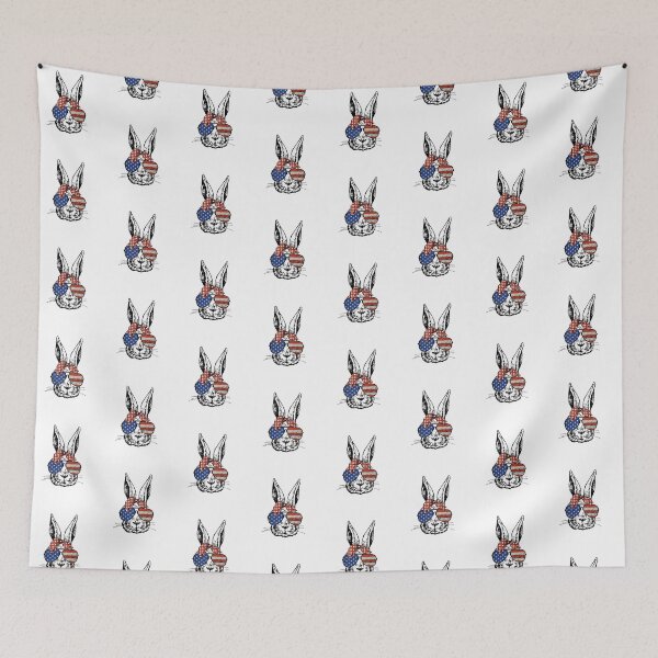 Item preview, Cute Bunny Rabbit with Stars and Stripes Aviator Glasses and Red Bandana Head Bow  designed and sold by Rabbitti.