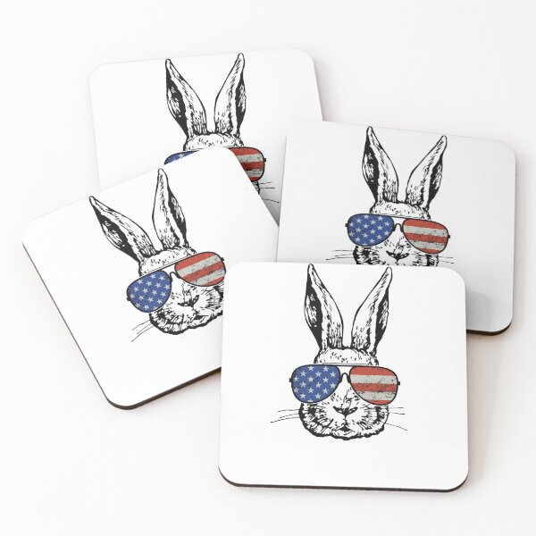Item preview, Cute Bunny Rabbit with Stars and Stripes Aviator Glasses  designed and sold by Rabbitti.