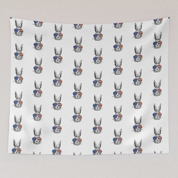 Item preview, Cute Bunny Rabbit with Stars and Stripes Aviator Glasses  designed and sold by Rabbitti.