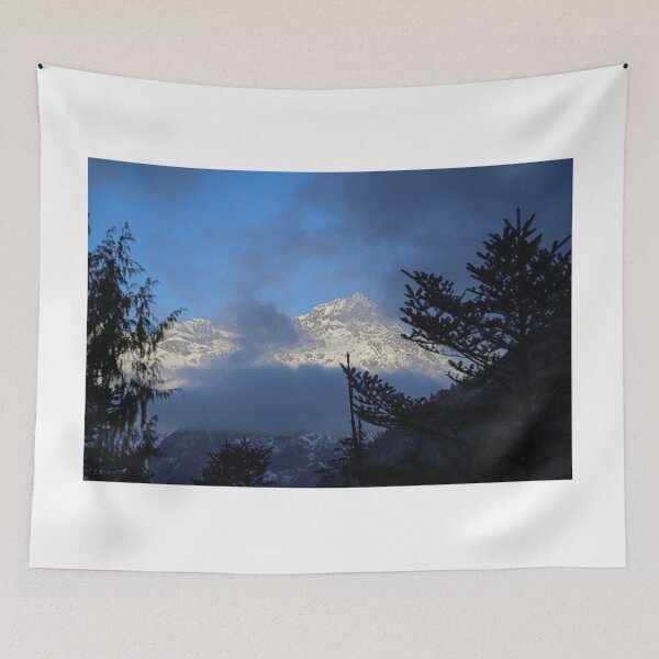 Item preview, Very cool blue environment with the sun shining over the top of the snowy mountain in the very early morning in Sikkim,India  designed and sold by FCEalin.
