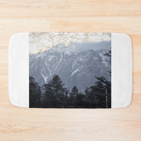 Item preview, A small hut in the snowy valley beside the mountain in the early morning and the the sun rays making the top of the mountain shine bright in Sikkim, India  designed and sold by FCEalin.
