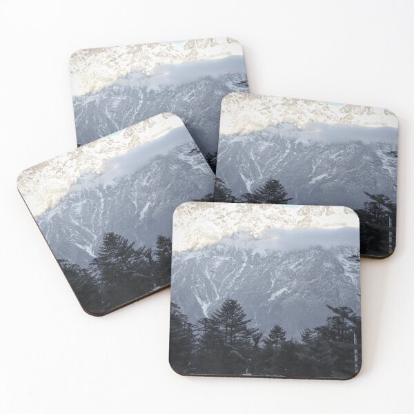 Item preview, A small hut in the snowy valley beside the mountain in the early morning and the the sun rays making the top of the mountain shine bright in Sikkim, India  designed and sold by FCEalin.