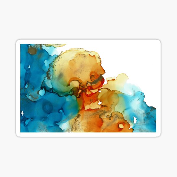 Alcohol Ink Blue Orange Green No. 1 Sticker