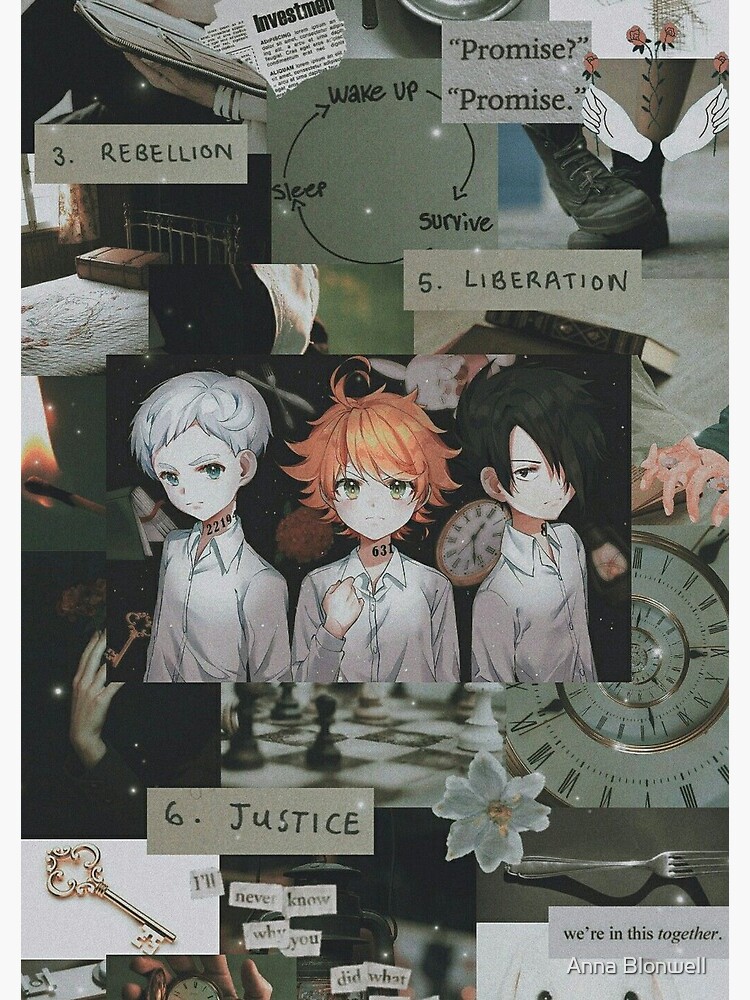 The Promised Neverland , cute Ray Emma and Norman  Postcard by Anna  Blonwell