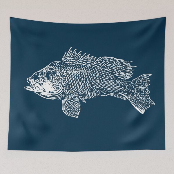 Item preview, Black Sea Bass White Design designed and sold by designsasstultd.
