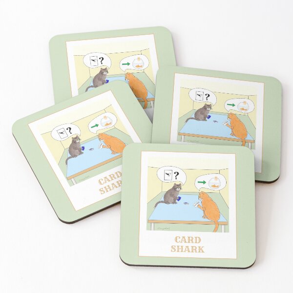 Item preview, Something Fishy is Going on in this Amusing Card Shark Cartoon Cat Drawing designed and sold by Crystal Raymond.