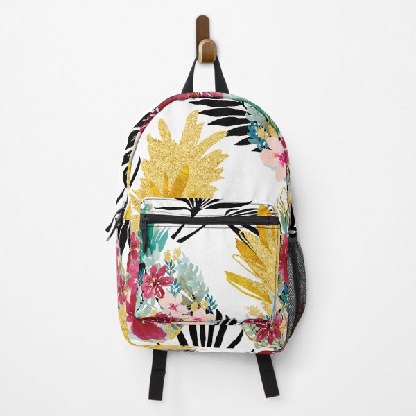 Item preview, Beautiful floral and gold pineapple pattern with exotic black leaves designed and sold by ritapestaninha.