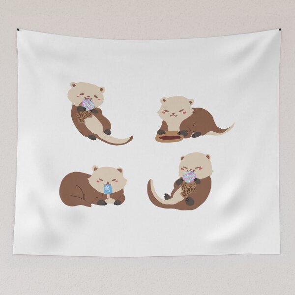 Item preview, Cute Sea Otters Eating Taiyaki, Dorayaki -- Wagashi Otters -- Cute Desserts designed and sold by Alice Cheng.