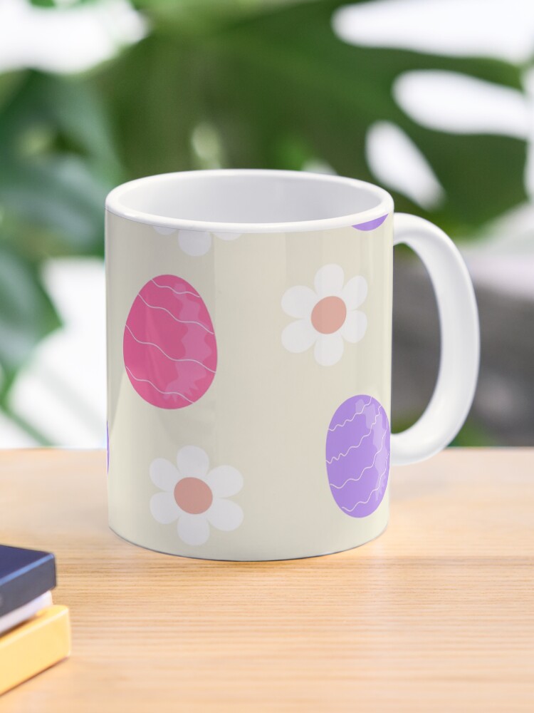 Thumbnail 1 of 6, Coffee Mug, Spring pattern with cute Easter eggs and flowers designed and sold by Victoria Riabov.
