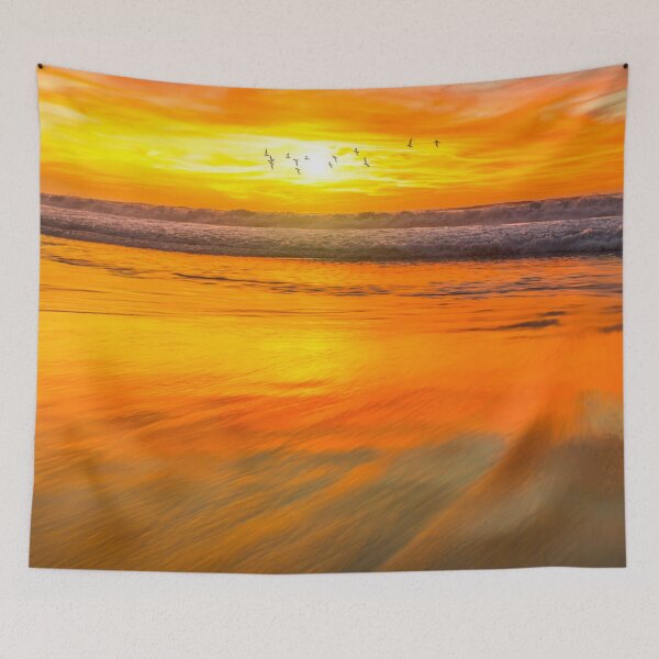 Item preview, Colourful warm bird flying seaside Tapestry designed and sold by JD369.