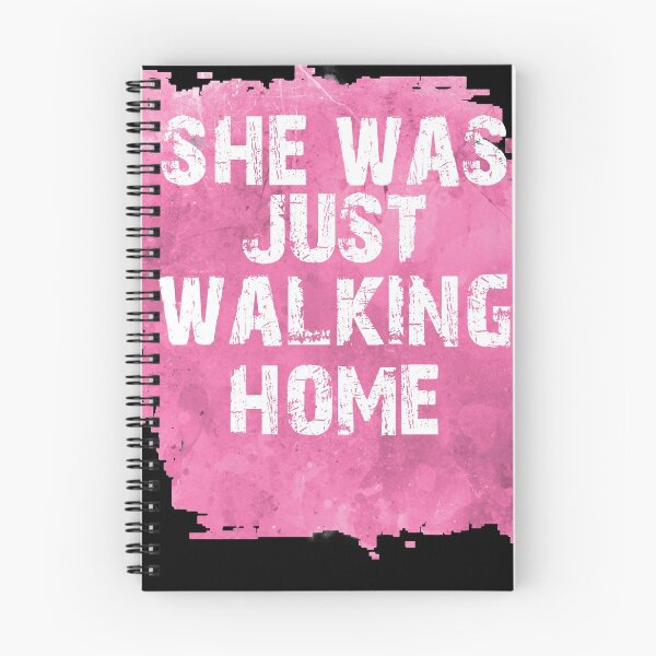 Item preview, She Was Just Walking Home in Distressed White Text on Pink Background designed and sold by Darcy777.