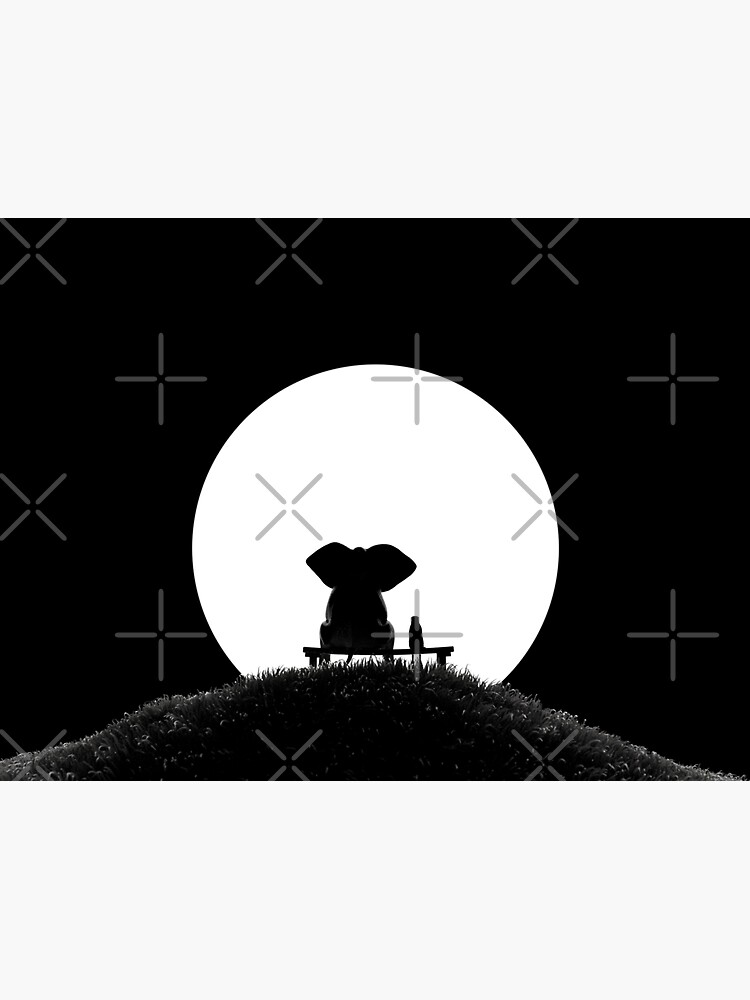 Thumbnail 3 of 3, Sticker, elephant and dog look at the red moon designed and sold by mikekiev.