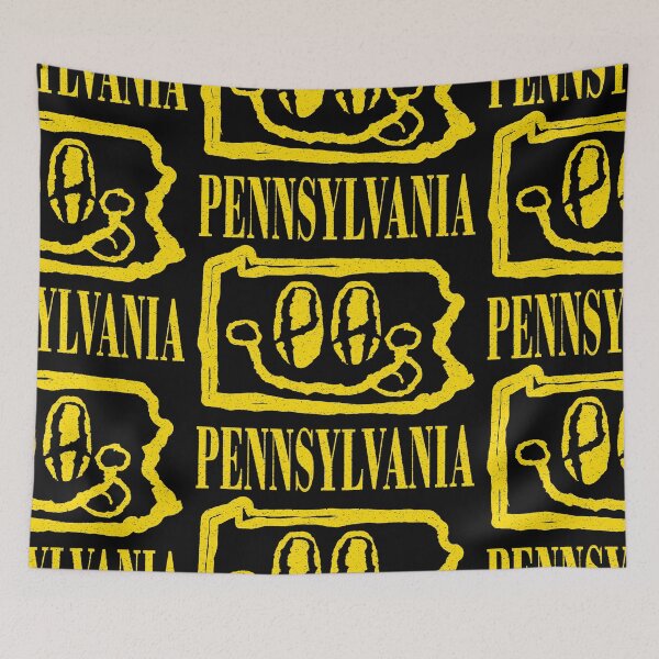 Item preview, Pennsylvania Grunge Smiling Face Black Background designed and sold by pelagio.