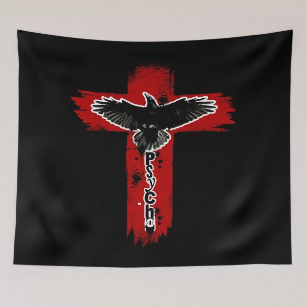 Item preview, Trash polka style raven on a red cross designed and sold by DarkDesign69.