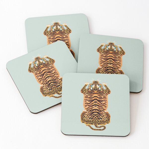 Item preview, Cute Golden Tibetan Tiger Rug in Sage designed and sold by Giddygoatthe3rd.