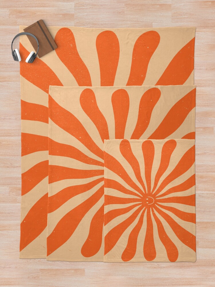 Retro Sun Vintage 70s 2 Orange Throw Blanket
