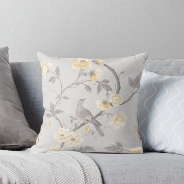 Item preview, Grey & yellow Floral birds designed and sold by WearWolfDesigns.