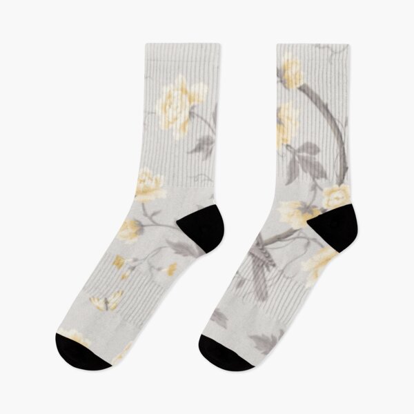 Aperçu de l'œuvre Oiseaux floraux gris et jaunes créée et vendue par WearWolfDesigns.