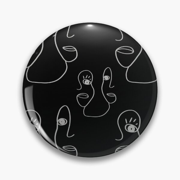 Item preview, Seamless pattern, contour line, fantasy faces of a man and a woman, profile, Black background. designed and sold by UVI-CA.