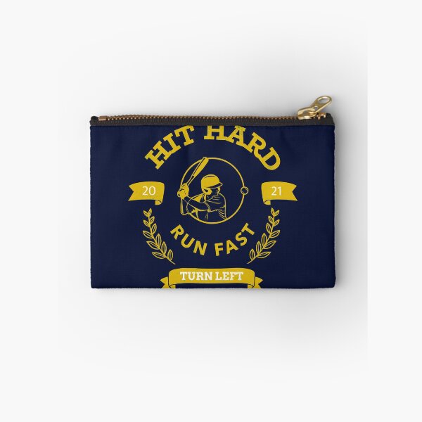 Item preview, Hit Hard Run Fast Turn Left Baseball MLB sports Bat Pitcher Catcher Hitter designed and sold by KLINESTORE.