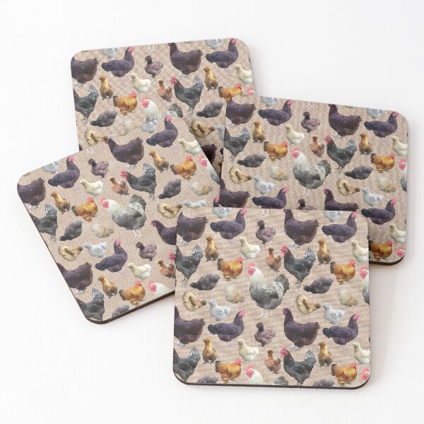 Item preview, Farmhouse Backyard Chickens on Natural Burlap Hessian designed and sold by StandoutSilkies.
