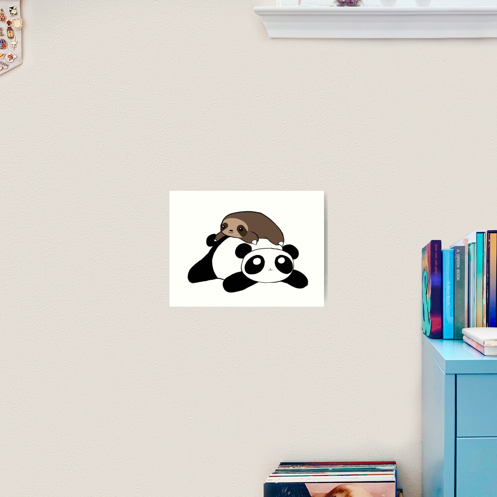 Little Sloth And Panda Art Print By Saradaboru Redbubble 