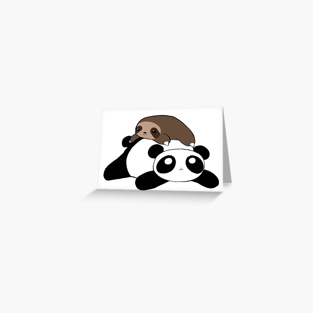 Little Sloth And Panda Greeting Card For Sale By Saradaboru Redbubble 