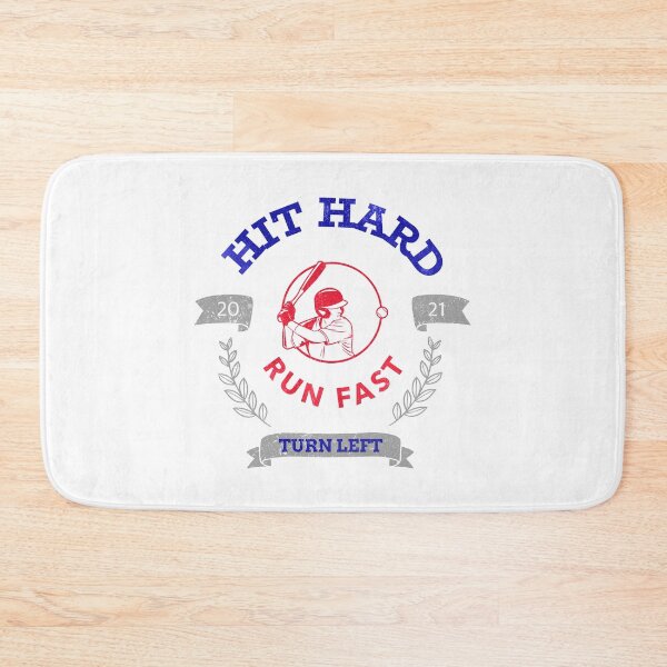 Item preview, Hit Hard Run Fast Turn Left Baseball MLB sports Bat Pitcher Catcher Hitter designed and sold by KLINESTORE.