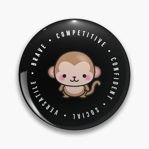Item preview, cute chinese zodiac | year of the monkey | personality traits | brave, competitive, confident, social, versatile designed and sold by cocoCabot.