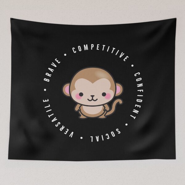 Item preview, cute chinese zodiac | year of the monkey | personality traits | brave, competitive, confident, social, versatile designed and sold by cocoCabot.