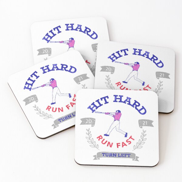Item preview, Hit Hard Run Fast Turn Left Baseball MLB sports Bat Pitcher Catcher Hitter designed and sold by KLINESTORE.