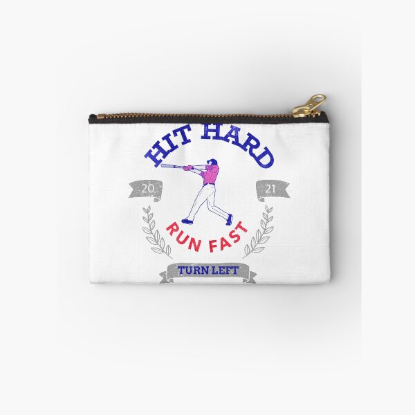 Item preview, Hit Hard Run Fast Turn Left Baseball MLB sports Bat Pitcher Catcher Hitter designed and sold by KLINESTORE.