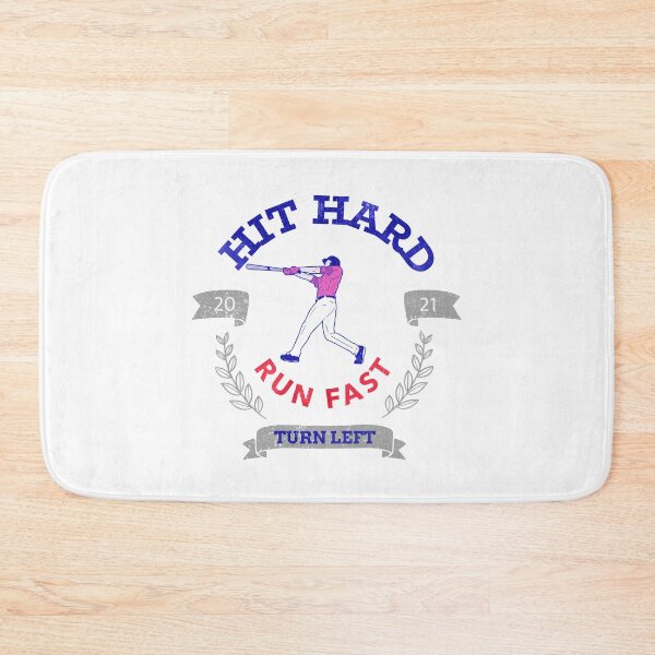 Item preview, Hit Hard Run Fast Turn Left Baseball MLB sports Bat Pitcher Catcher Hitter designed and sold by KLINESTORE.