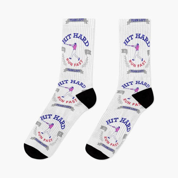 Item preview, Hit Hard Run Fast Turn Left Baseball MLB sports Bat Pitcher Catcher Hitter designed and sold by KLINESTORE.
