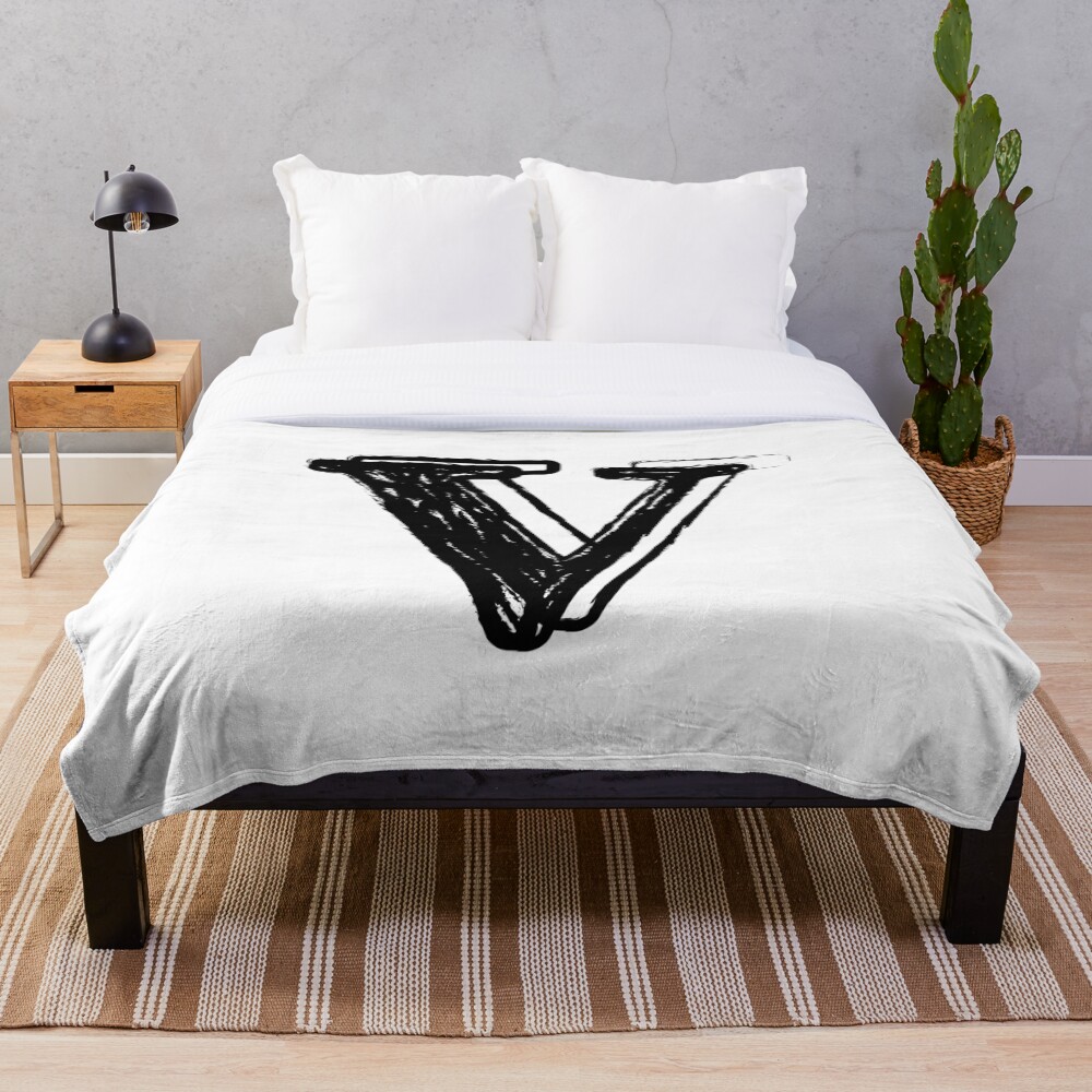 Black chalk letter V Throw Blanket