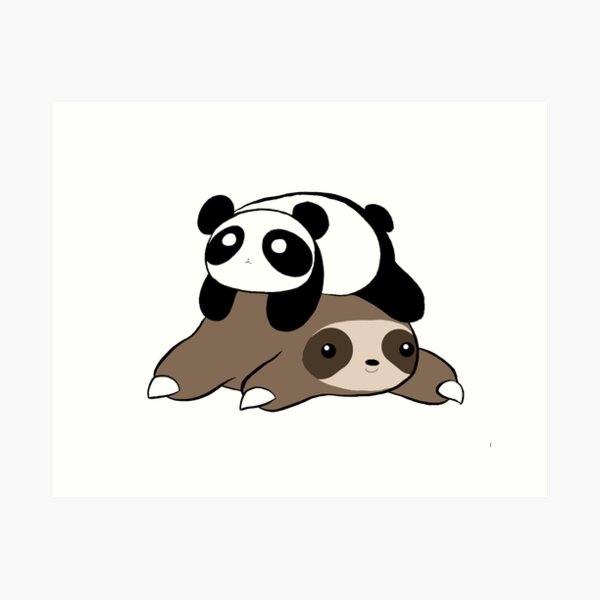 Sloth and Panda Art Print