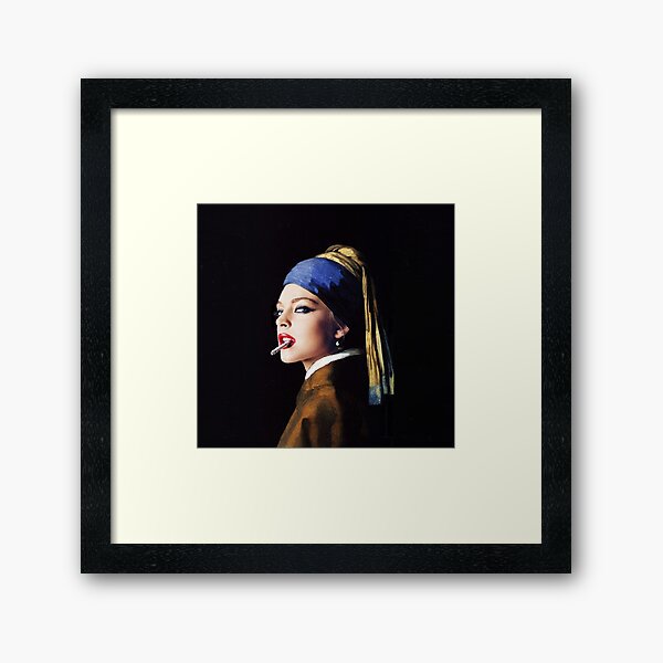 Aperçu de l'œuvre Lindsay avec un collage de photo de boucle d'oreille Peal, fille avec un remake de boucle d'oreille de perle créée et vendue par marina ralston.