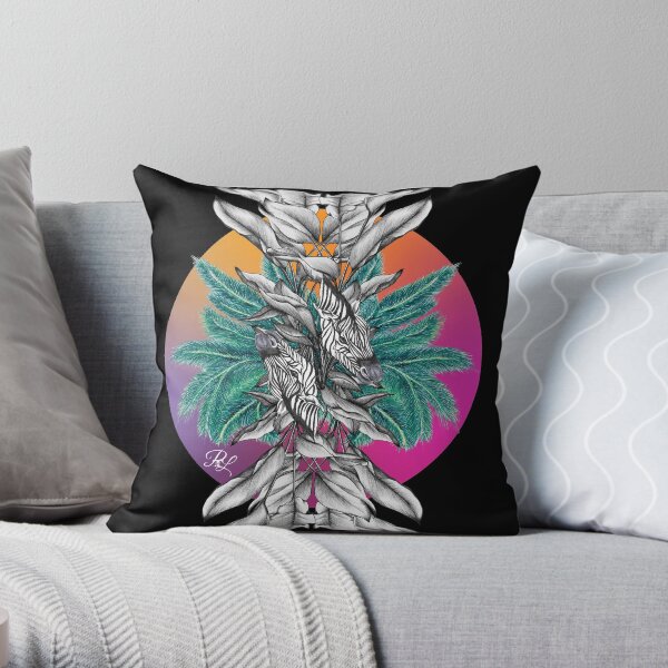 Zebra Palm Tree Throw Pillow