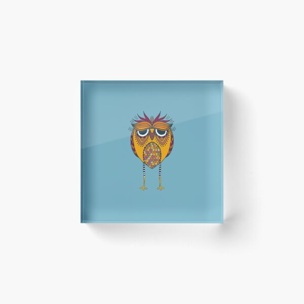 Cute and quirky owl illustration - whimsical unique gift Acrylic Block