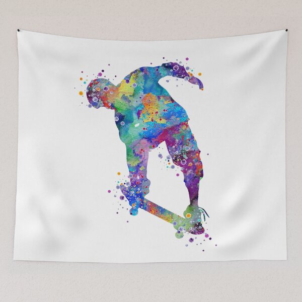 Item preview, Boy Skateboard Nose Grab Trick Watercolor Silhouette designed and sold by LotusGifts.
