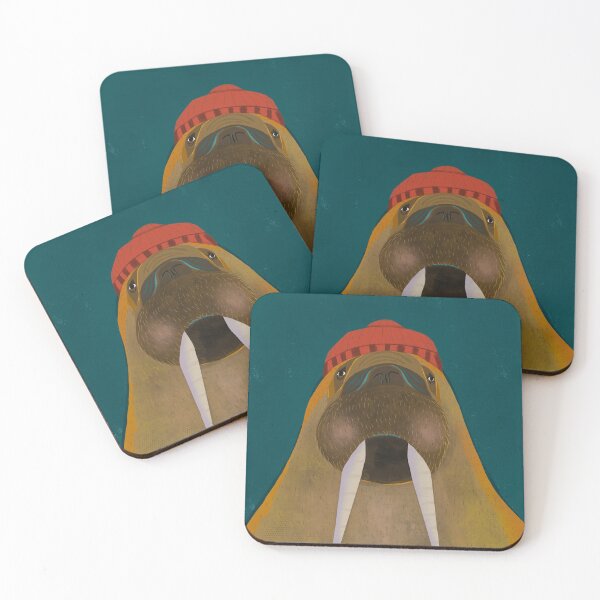 Item preview, I am the Walrus with a Red Hat - Cute Whimsical Walrus Art - Room Decor - Unique Gift - Quirky Art designed and sold by Kathy Osborne Studio.