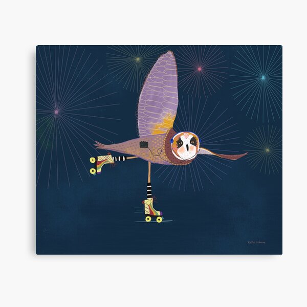 Quirky, Whimsical 80s Roller Skating Owl Art - Nursery Decor - Art for Kids - Wall Decor - quirky wall art Canvas Print