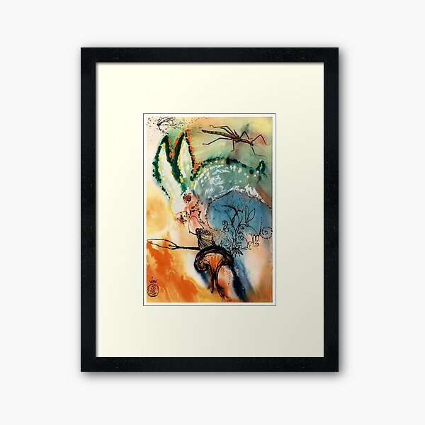 DALI : Vintage Alice in Wonderland Down The Rabbits Hole Print Framed Art Print