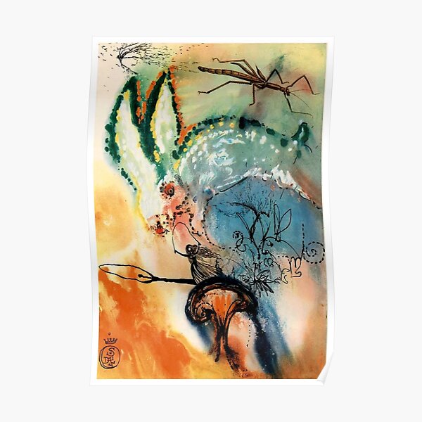 DALI : Vintage Alice in Wonderland Down The Rabbits Hole Print Poster