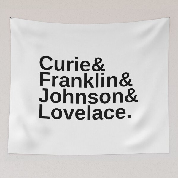 Item preview, Marie Curie, Rosalind Franklin, Katherine Johnson, and Ada Lovelace. designed and sold by jadedscientist.